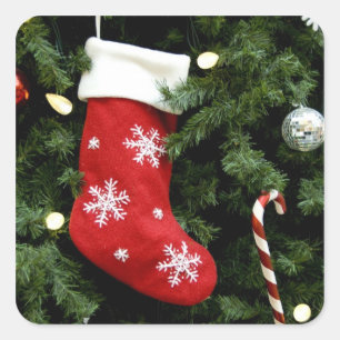 North America. Christmas decorations on tree. 3 Square Sticker