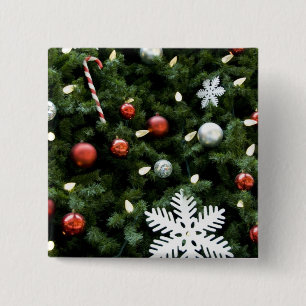 North America. Christmas decorations on tree. 4 15 Cm Square Badge