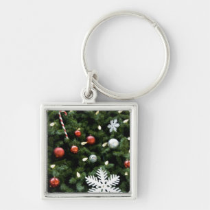 North America. Christmas decorations on tree. 4 Key Ring
