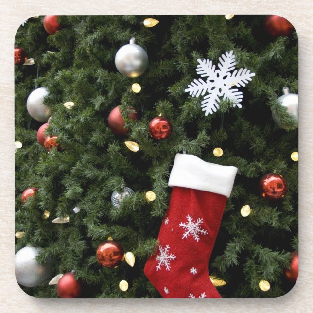 North America. Christmas decorations on tree. 5 Coaster (Front)
