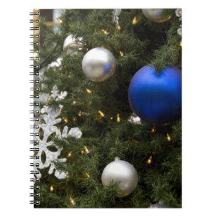 North America. Christmas decorations on tree. Notebook
