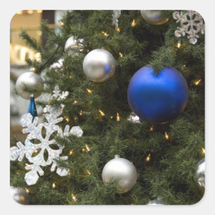North America. Christmas decorations on tree. Square Sticker