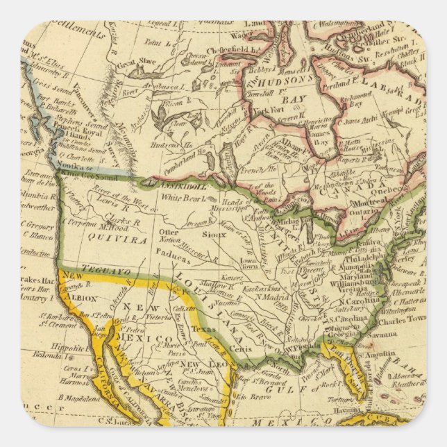 North America Engraved map Square Sticker (Front)