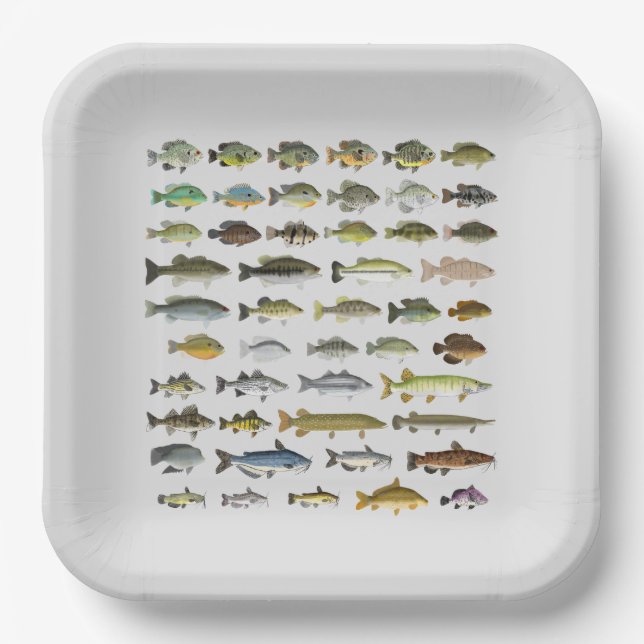 North America Freshwater Fish Group Paper Plate (Front)