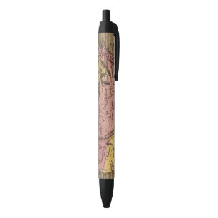 North America Hand Coloured Atlas Map Black Ink Pen