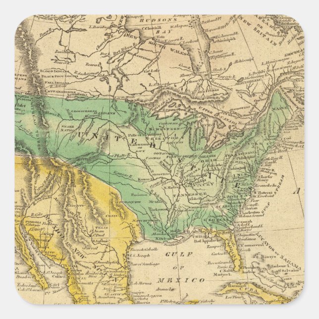 North America Map by Worcester Square Sticker (Front)