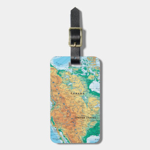 North America Map Luggage Tag
