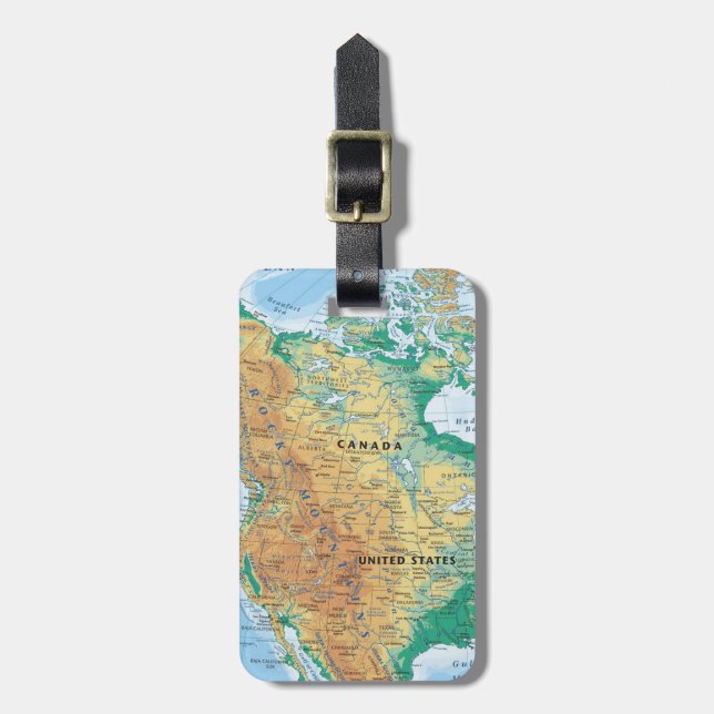 North America Map Luggage Tag (Front Vertical)