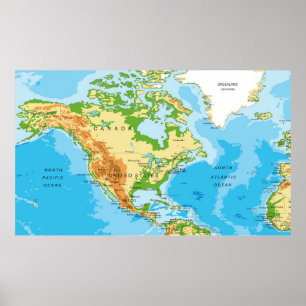 North America Map Poster