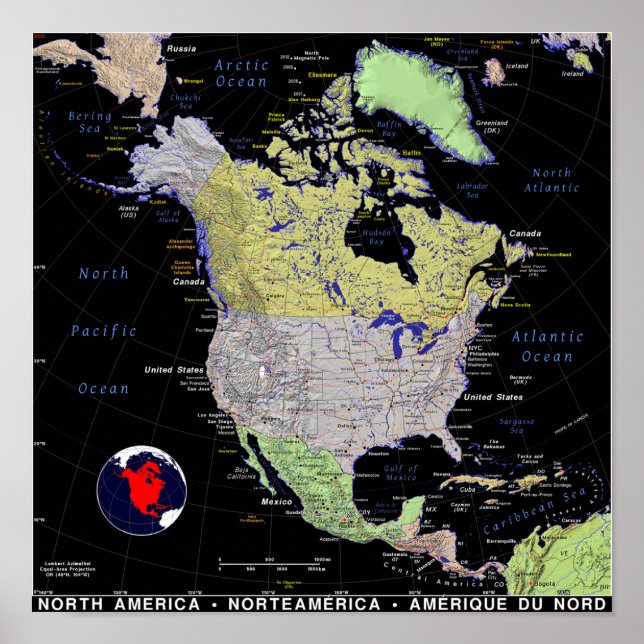 North America Map Poster (Front)