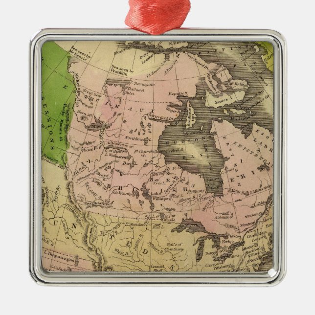 North America Olney Map Metal Tree Decoration (Front)