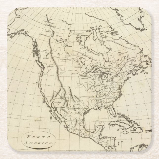 North America outline map Square Paper Coaster (Front)