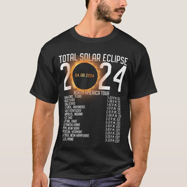 North America Tour 2024 Totality Solar Eclipse T-Shirt (Front)