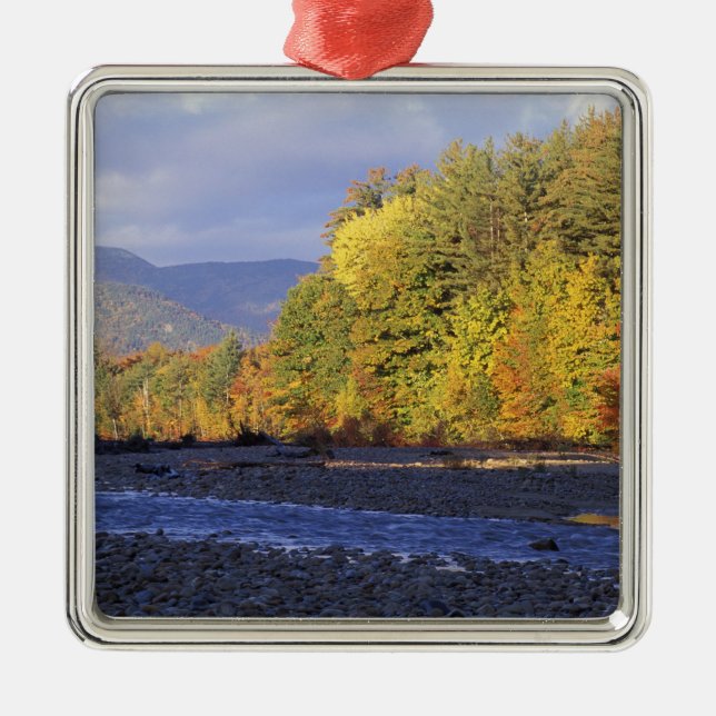 North America, US, NH, Saco River. Cobble Metal Tree Decoration (Front)