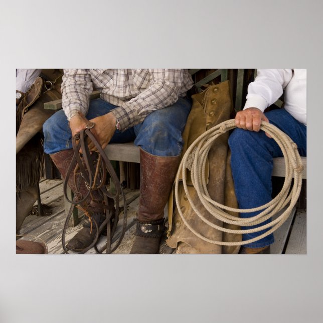 North America, USA. Cowboys relaxing and 2 Poster (Front)