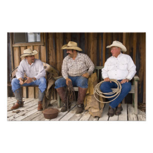 North America, USA. Cowboys relaxing and Photo Print