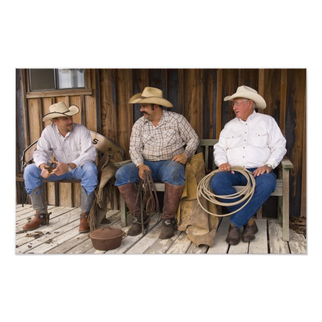 North America, USA. Cowboys relaxing and Photo Print (Front)