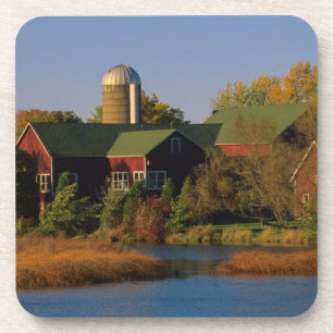 North America, USA, Wisconsin. Red Barn in Coaster