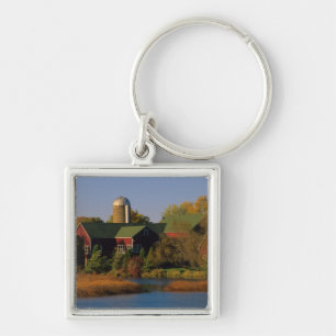 North America, USA, Wisconsin. Red Barn in Key Ring