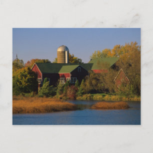 North America, USA, Wisconsin. Red Barn in Postcard
