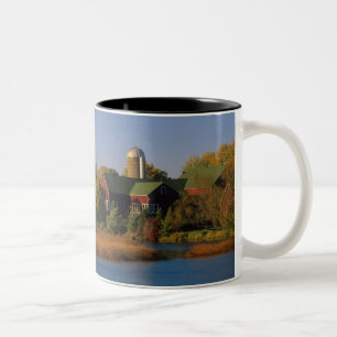 North America, USA, Wisconsin. Red Barn in Two-Tone Coffee Mug