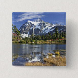 North America, Washington, Cascades. Mt. Shuksan 15 Cm Square Badge