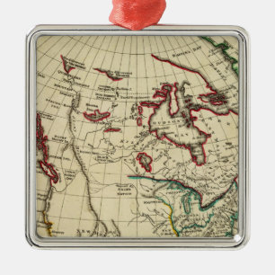 North America with boundaries outlined Metal Tree Decoration
