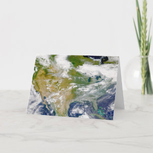 North America With Smoke Visible In Locations. Card