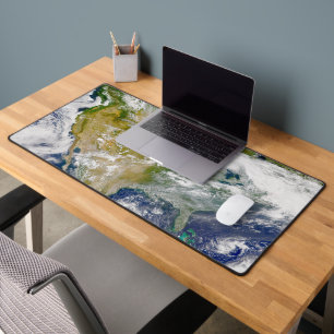 North America With Smoke Visible In Locations. Desk Mat