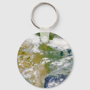 North America With Smoke Visible In Locations. Key Ring