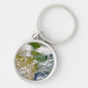 North America With Smoke Visible In Locations. Key Ring