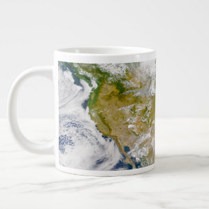 North America With Smoke Visible In Locations. Large Coffee Mug