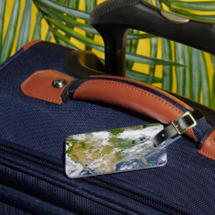 North America With Smoke Visible In Locations. Luggage Tag