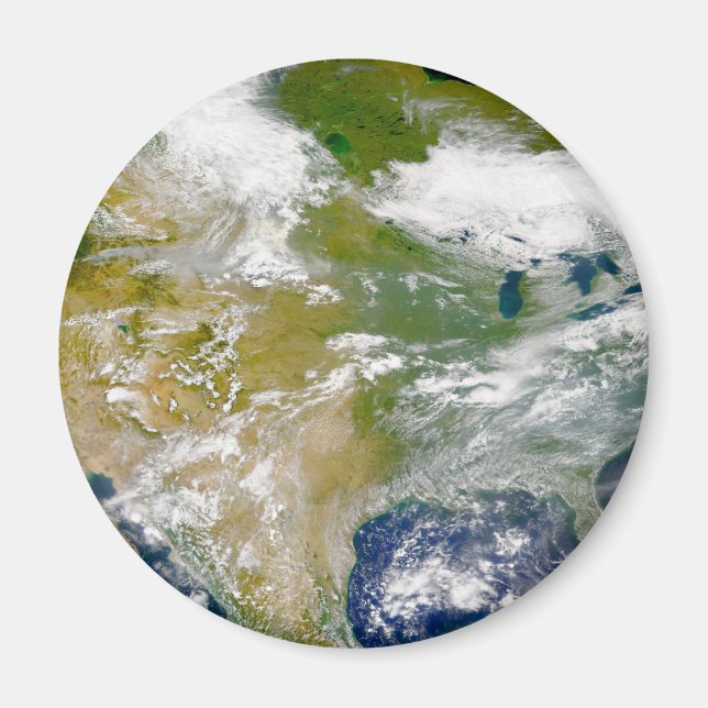 North America With Smoke Visible In Locations. Magnet (Front)