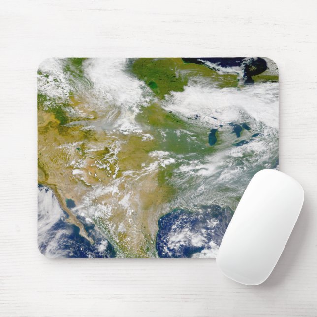 North America With Smoke Visible In Locations. Mouse Mat (With Mouse)