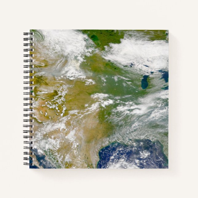 North America With Smoke Visible In Locations. Notebook (Front)