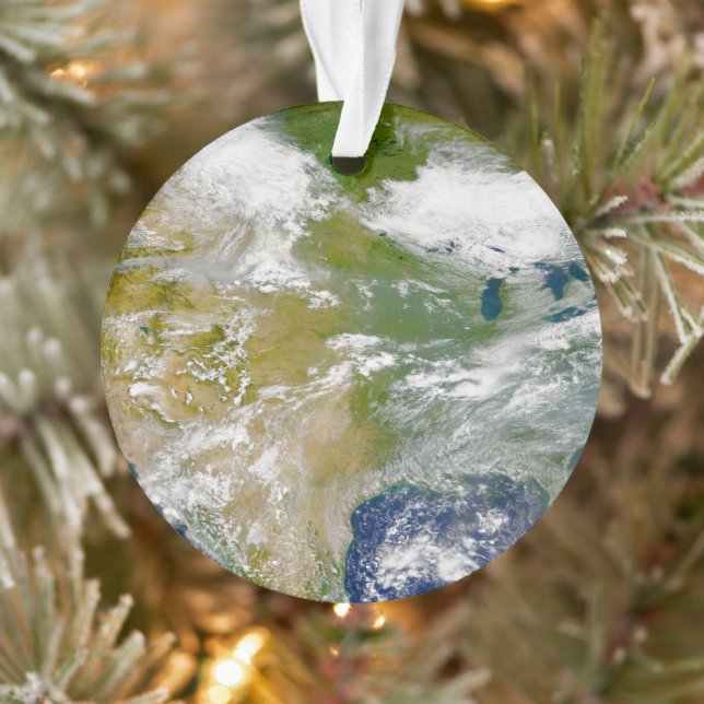 North America With Smoke Visible In Locations. Ornament (Tree)