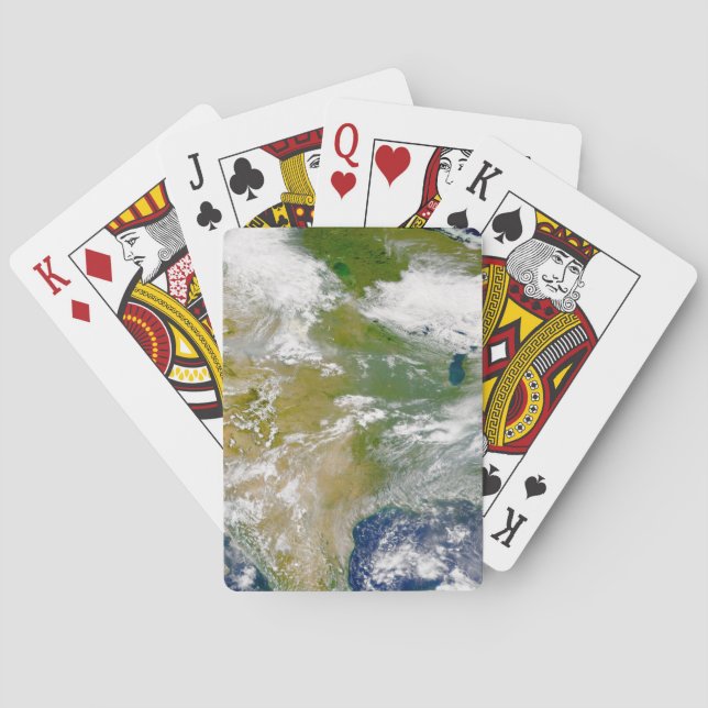 North America With Smoke Visible In Locations. Playing Cards (Back)