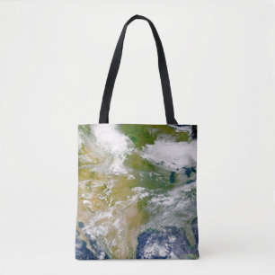North America With Smoke Visible In Locations. Tote Bag