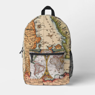 North America world map Graphic globe art Printed Backpack