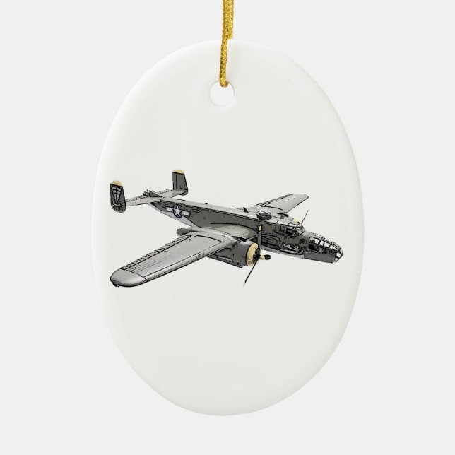 North American B-25 Mitchell bomber Ceramic Tree Decoration (Front)