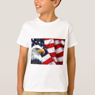 North American Bald Eagle on American flag T-Shirt