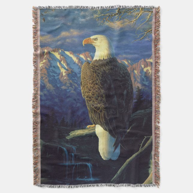 North American Bald Eagle Throw Blanket (Front Vertical)
