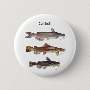 North American Catfish Logo 6 Cm Round Badge