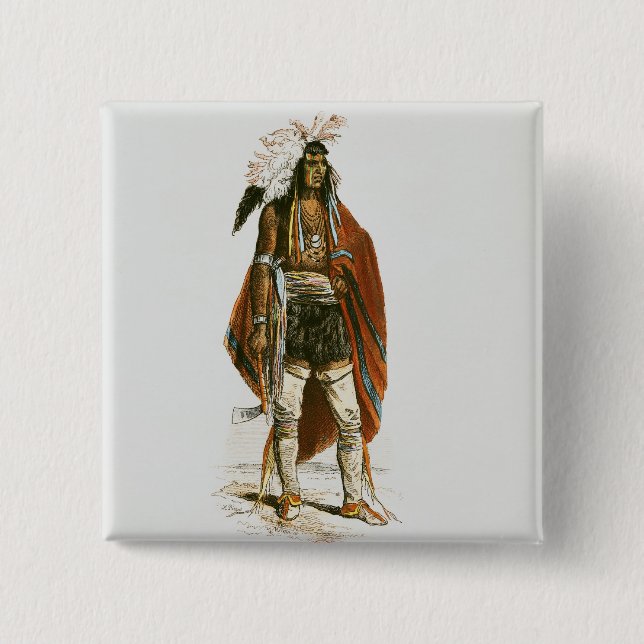 North American Indian 15 Cm Square Badge (Front)