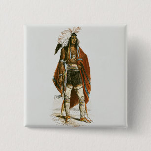 North American Indian 15 Cm Square Badge