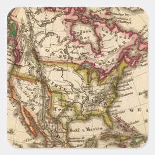 North American Map 2 Square Sticker