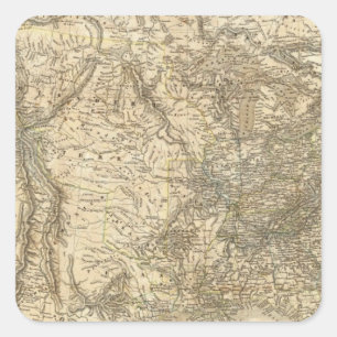 North American Map Square Sticker