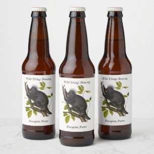 North American or Canada Porcupine by Audubon Beer Bottle Label