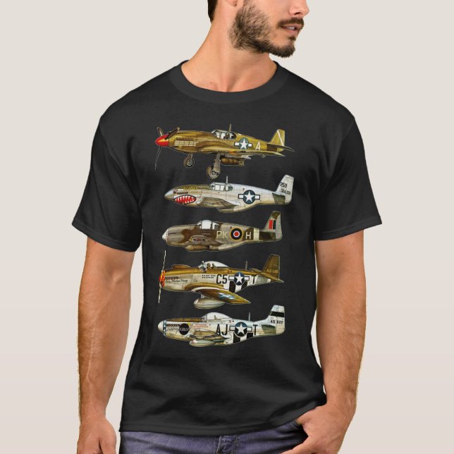 North American P-51 Mustang WW2 Fighter Classic T- T-Shirt (Front)